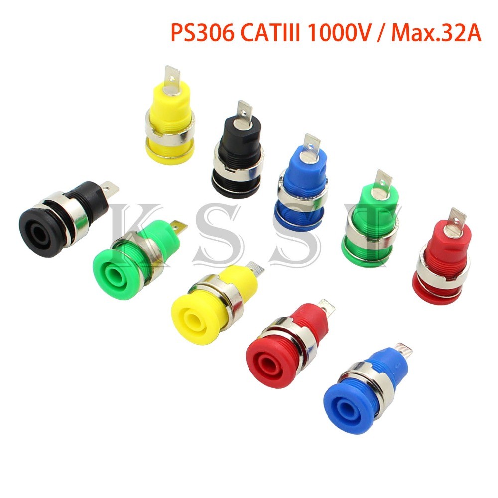 PS306  Insulated Safety Panel Mount 4mm Socket 4mm Banana Shrouded