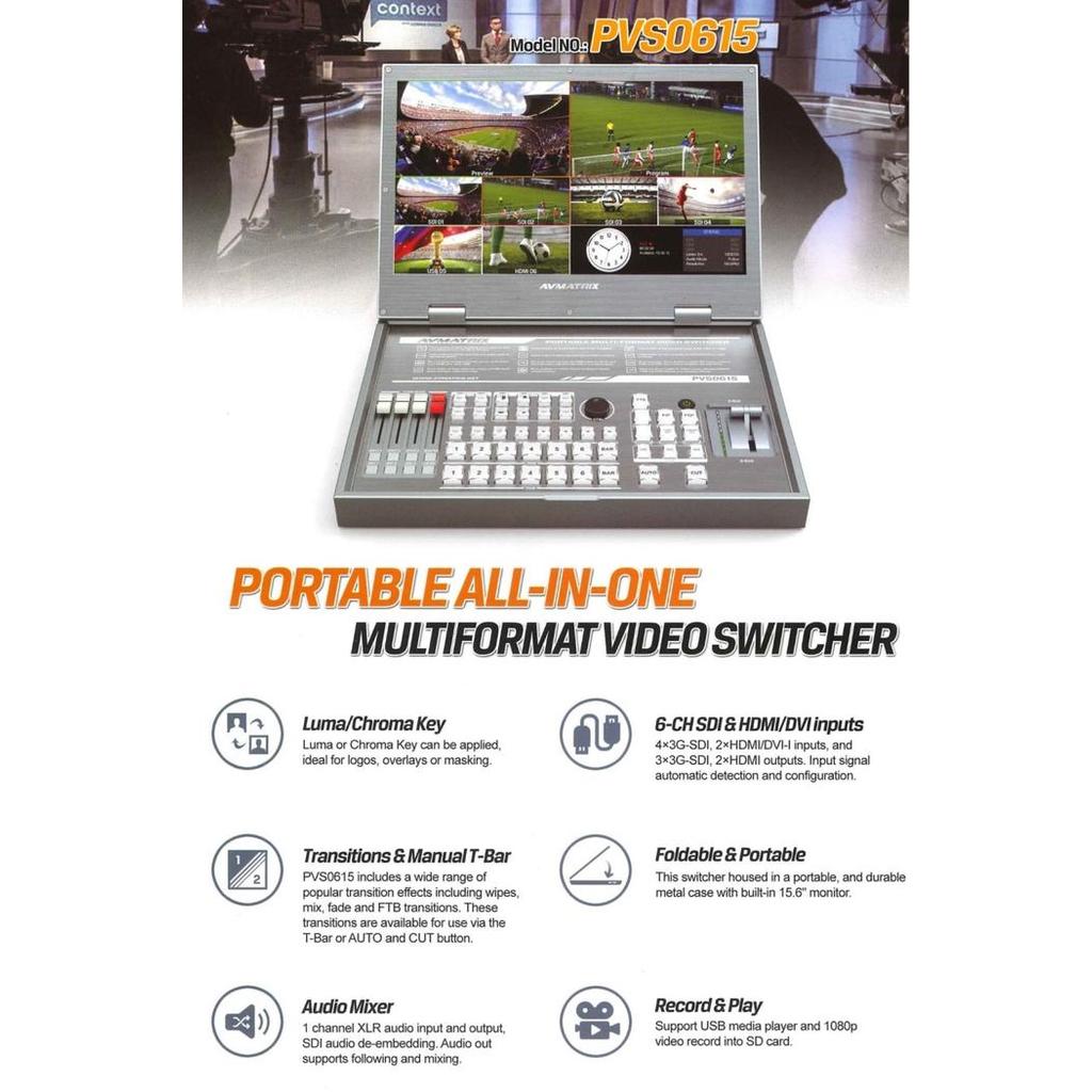 Video Mixer Portable Avmatrix Pvs0615 6-Channel Hd Switcher+Recording