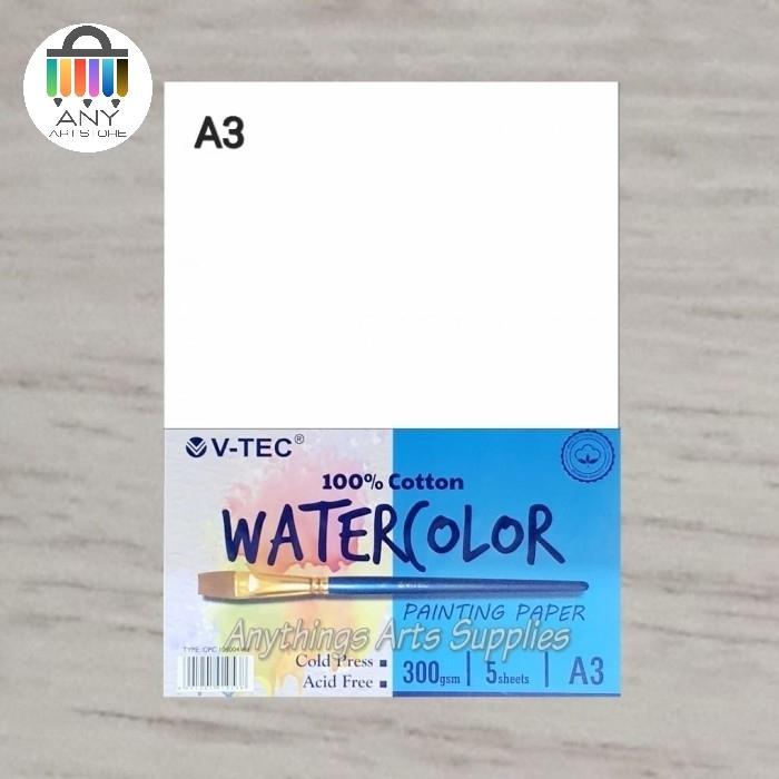 Vivier V-Tec Watercolor Paper A3 Kertas Gambar 300Gsm 5 Sheets