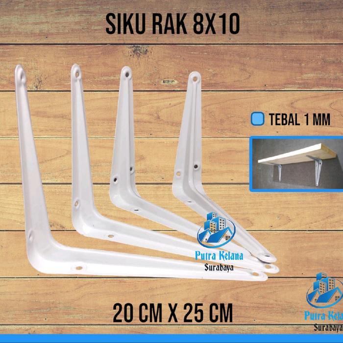[Grosir] Siku Rak Dinding Tembok 8X10 Lusinan [24Pc] / Siku Rak Tembok Ambalan 20Cm X 25Cm