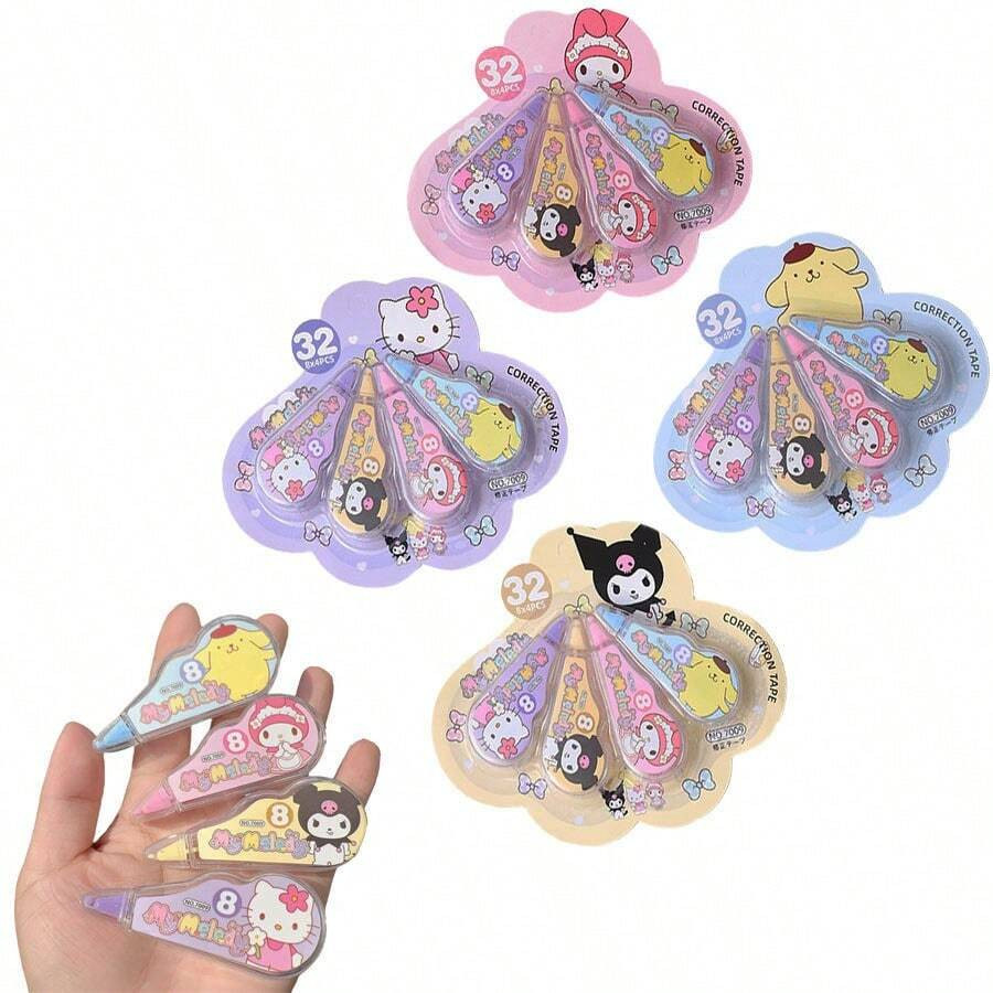 4Pcs/Set Kuromi Stationery Cinnamoroll School Supplies Melody Office Desk Accessories Stuff