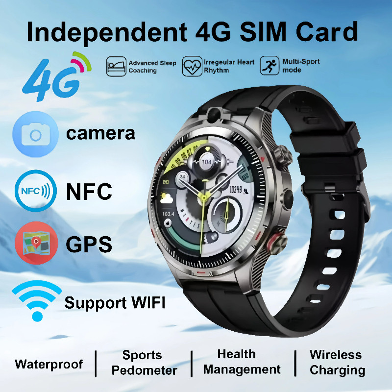 New Android Smartwatch LW12 8GB+128GB Storage 4G SIM Calling Dual Camera Video Chat Sports Mode