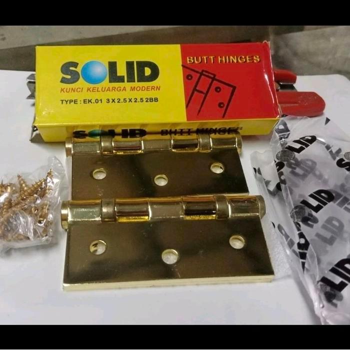 Engsel Solid 3" / Engsel Solid Ek. 01 / Engsel Pintu / Engsel Jendela Warna Gold