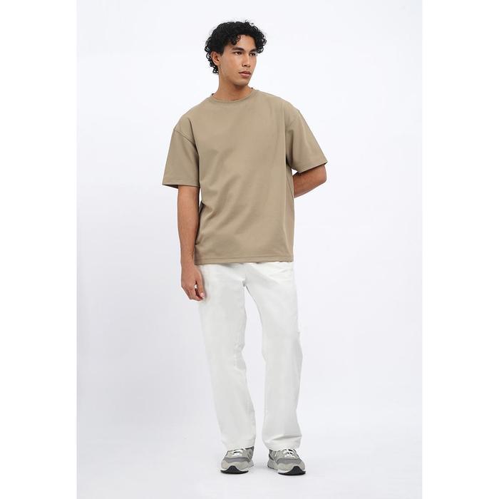 EXECUTIVE Regular Fit Celana Panjang Pria Regular Fit Drawstring Elastic Waist Cotton Twill Ivory - 