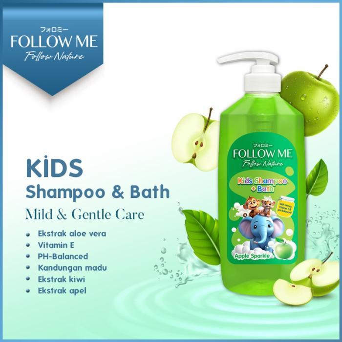 Follow Me Kids Shampoo + Bath 800ml Follow Me Kids sh & Shampoo Shampo dan n Mandi Anak FollowMe
