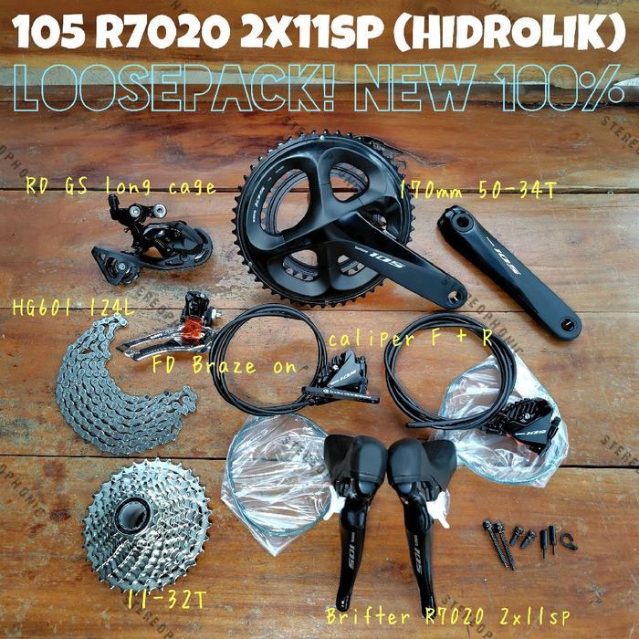 LOOSEPACK NEW ORIGINAL SHIMANO Groupset 105 R7020 2x11speed Disc Brake Groupset 105 2x11speed