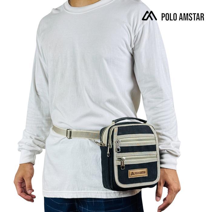 alv POLO AMSTAR Tas Pria Selempang Kanvas Tas Hp Tas Kecil