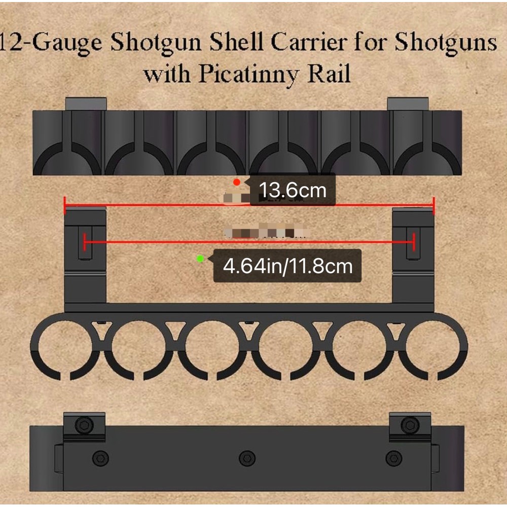 KSG Side Saddle 12 Gauge(Not Airsoft) Shotgun Shell Holder Compatible with 20mm Picatinny Mounting