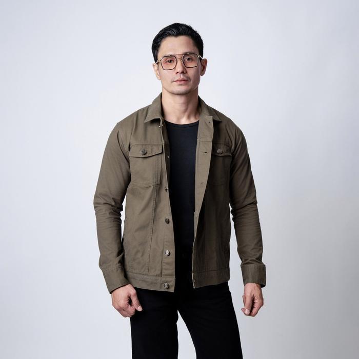 VENGOZ Jacket Trucker Pria Cotton Twill - Green Army XL
