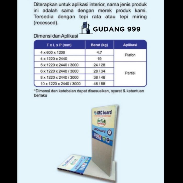 NEW GRC BOARD 6 MM / PAPAN SEMEN GRC / GRC 6 MM 1.22 X 2.44 M