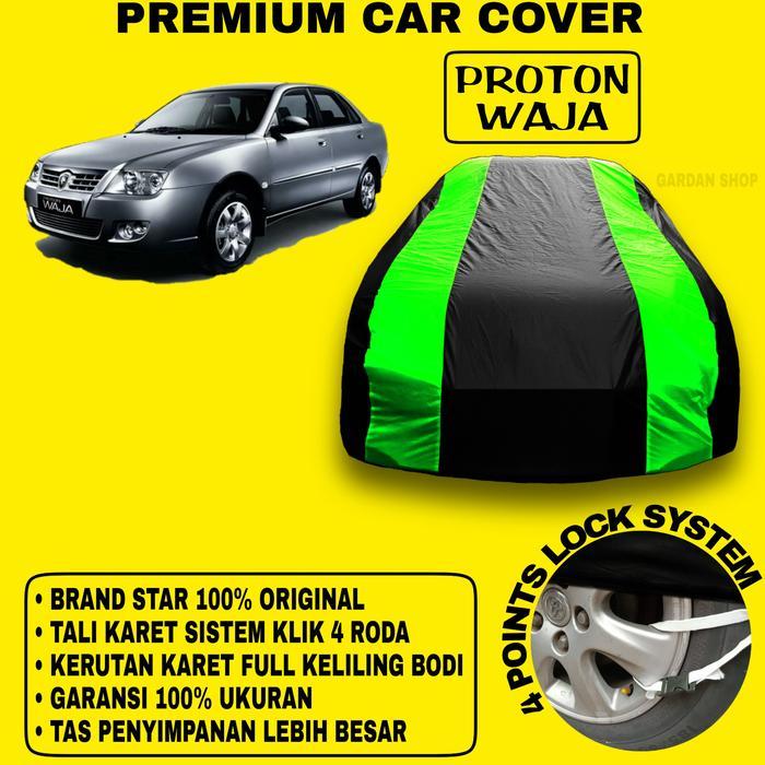 Sarung Mobil Proton Waja Strip Hijau Body Cover Penutup Proton Waja