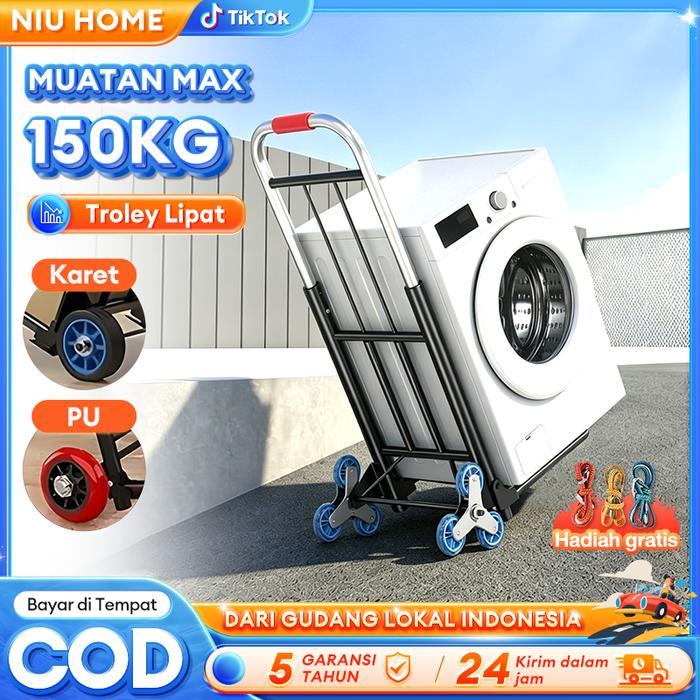 COD Troli lipat troli baja berkualitas tinggi kapasitas 50-150KG Gerobak Dorong Serbaguna Premium