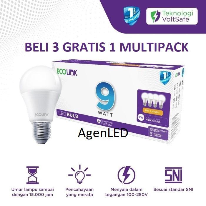 Ecolink Lampu Led 10W Bulb Bohlam 10 W Watt 10Watt Putih White Multipack