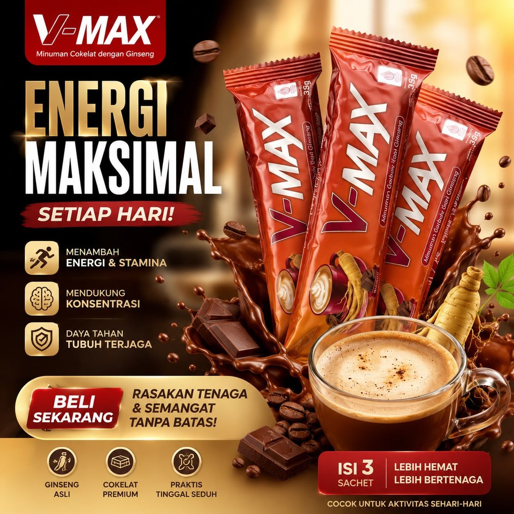 V-MAX Kopi Ginseng Box 300g Minuman Serbuk Kopi Rasa Coklat