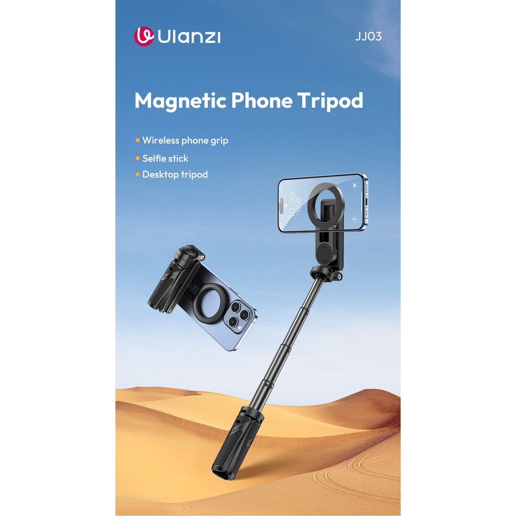 ​Ulanzi JJ03 Magnetic Phone Tripod Wireless Phone Grip Selfie Stick Desktop Tripod for iPhone 16 15 