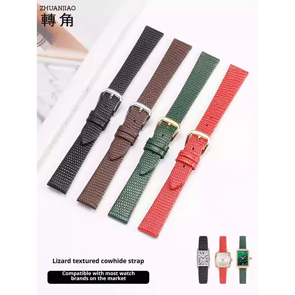 Genuine leather Lizard grain tchband Vintage handmade 10 12 14 16 18 20MM flat interface universal