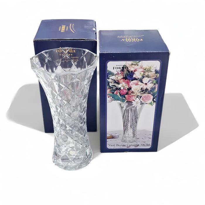 TERLARIS Formia Crystal Flower Vase I Vas Bunga Kristal I Formia Clear Vase Bunga Kualitas Terbaik