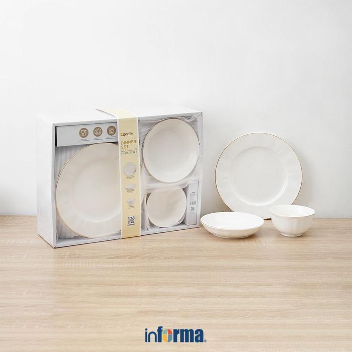 Informa Appetite Arlo Perlengkapan Makan Porcelain Set 12 pcs - Putih Dining Set Tableware Alat
