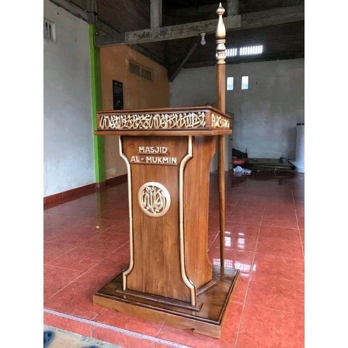 podium minimalis, podium minimalis kayu jati, mimbar podium masjid