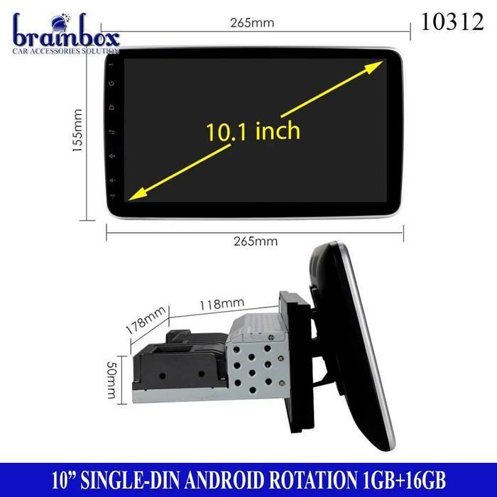 Headunit Android Single Din 10 Inch 1+16 Rotation Lcd Tv Mobil Tape Promo 