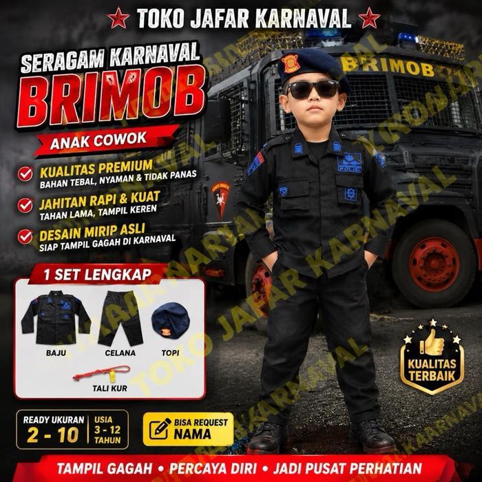 Baju Brimob anak, Baju BRIMOB PDL cilik , Baju profesi Brimob anak