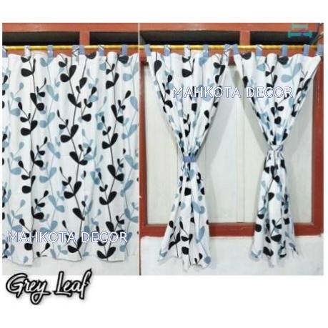 Gorden Jendela Pendek Model Tali Perekat Kain Katun Polymicro Disperse Panjang 120 cm