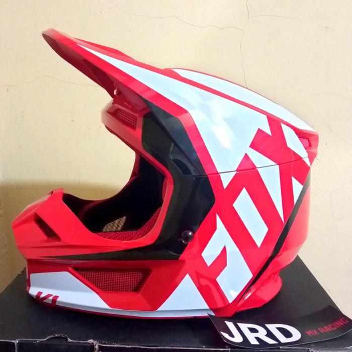 HELM FOX V1 PRIX ECE RED WHITE ANAK / YOUTH ORIGINAL