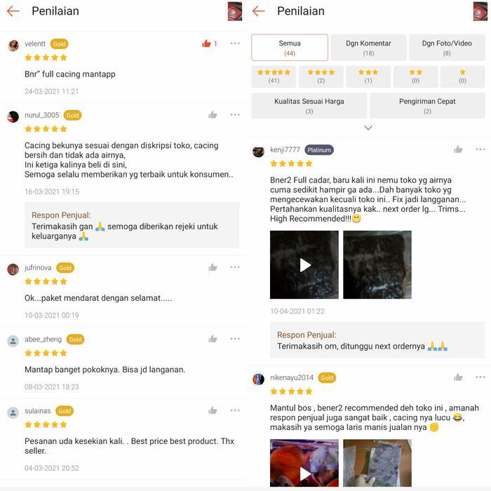 Cacing Beku 1Kg Kering Bersih