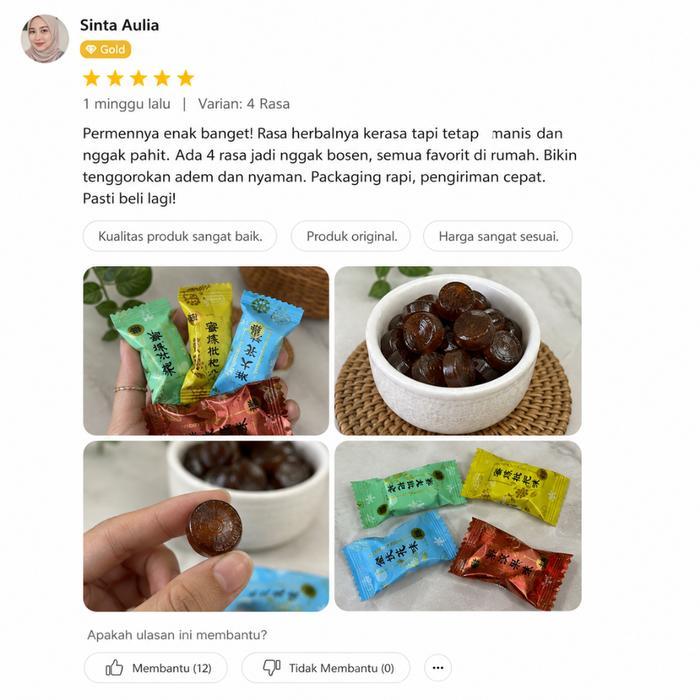 TERLARIS H818 HERBAL CANDY PERMEN HERBAL 4 VARIAN RASA LUO HAN GUO HONEYSUCKLE PAT DAI HAI MADU
