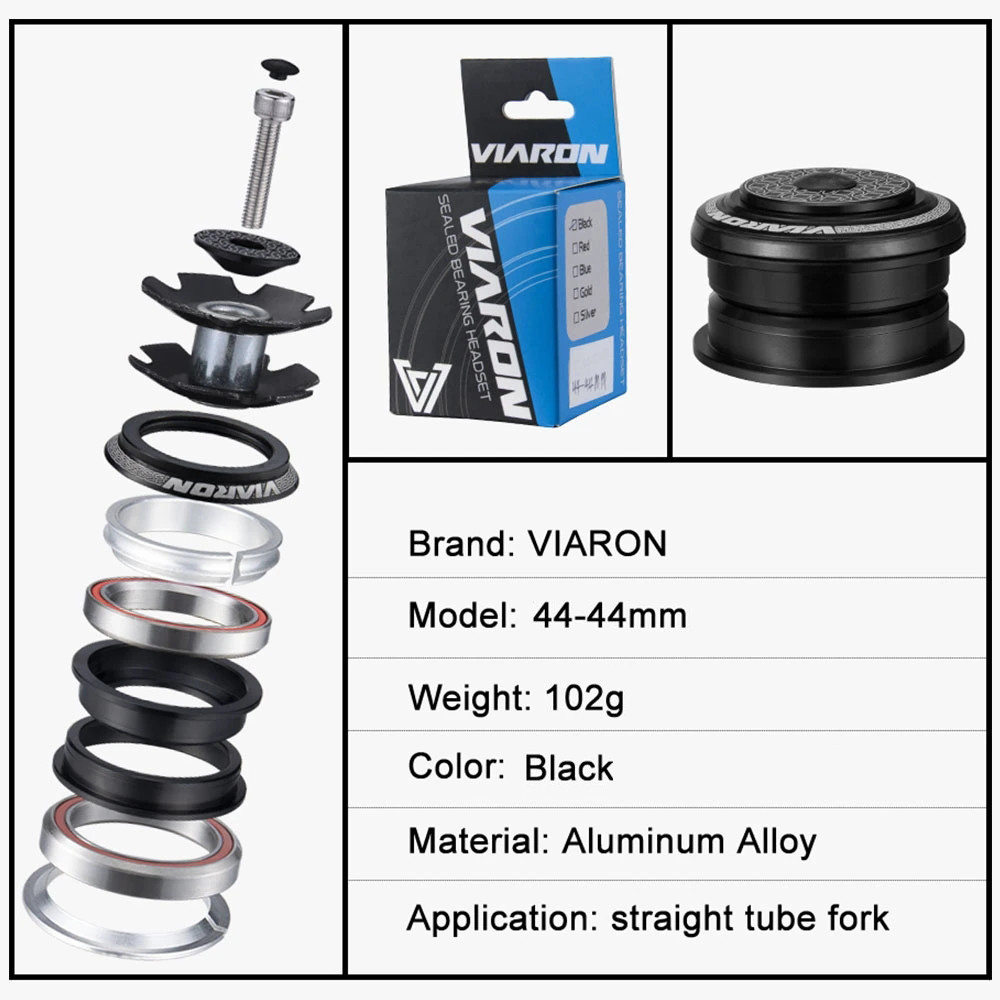 4444S MTB Road Headset 44mm ZS44 118" 28.6mm Straight Tube Fork Mountain Road Frame Low Profile