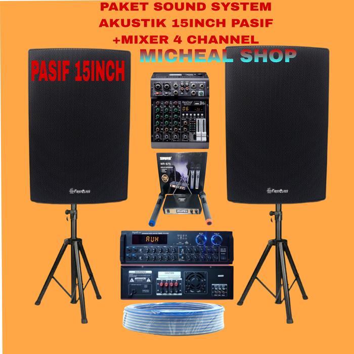 paket sound system speaker outdoor 15inch pasif +amplifier +mixer