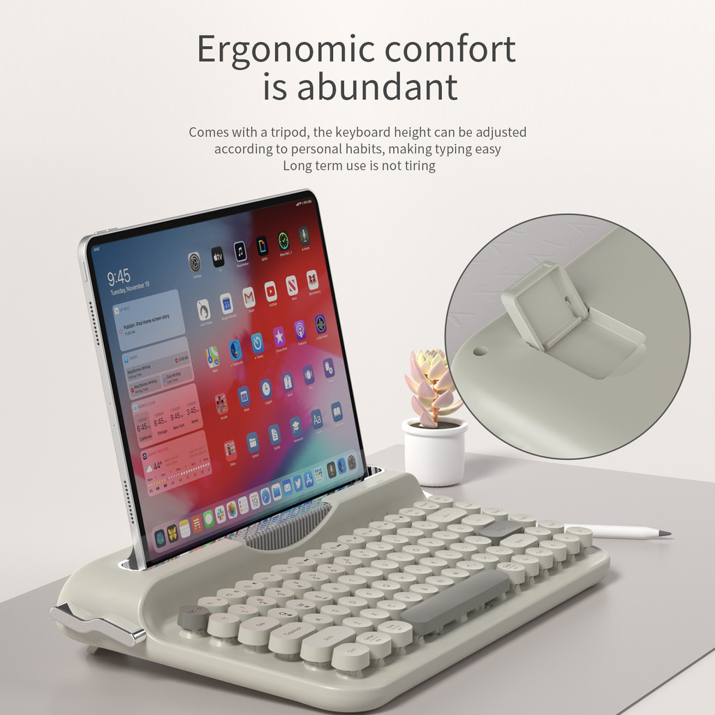 AJAZZ AF84 Wireless BT Portable Keyboard-Retro Punk Typewriter Mechanical Keyboard-Wireless BT