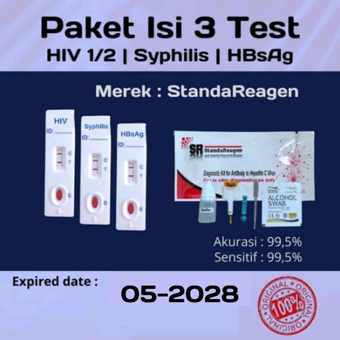 Paket 3 test HIV Syphilis HBsAg 3 tes kemenkes - SR