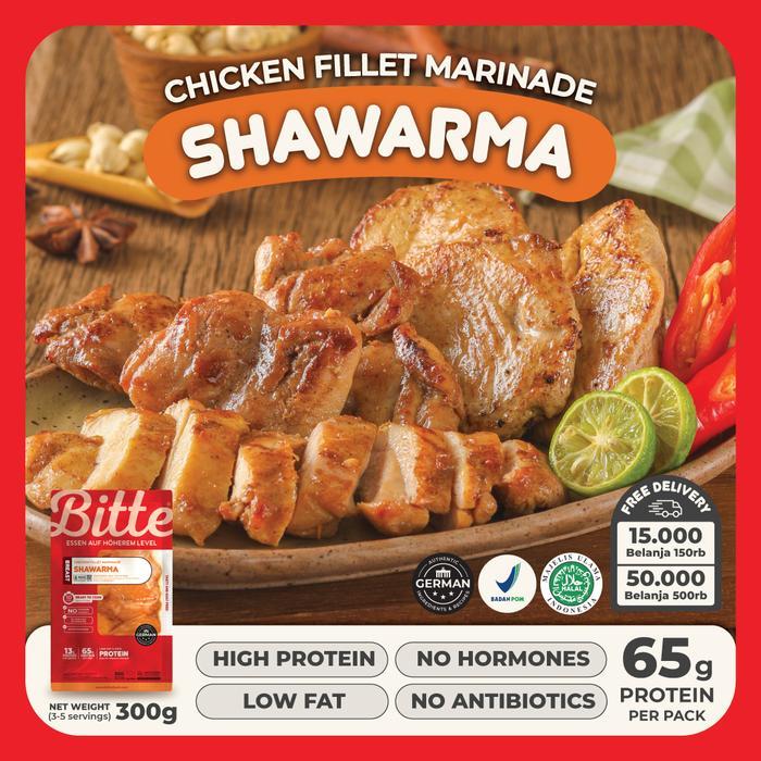 Shawarma Chicken Fillet Marinade 300g - Bitte Food / Ayam Filet Marinasi Healthy Ready To Cook High