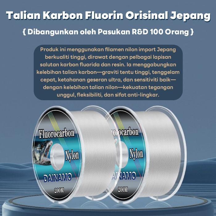 Dainamo 200M nilon pancing super kuat,tali pancing nilon jepang original,senar pancing murah