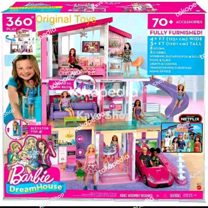 STOK TERBATAS  RUMAH BONEKA BARBIE DREAMHOUSE 3 LANTAI - ORIGINAL BARBIE MATTEL - NEW TERJANGKAU