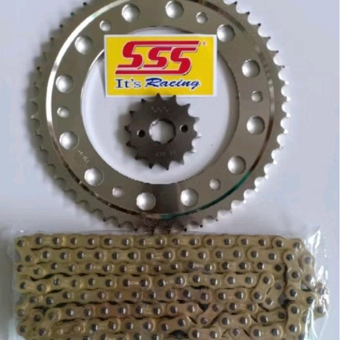gear gir set sss 428 rantai gold Crf 150 Crf 150L uk 48 49 50 51 52 53 54 55 Motorcycle