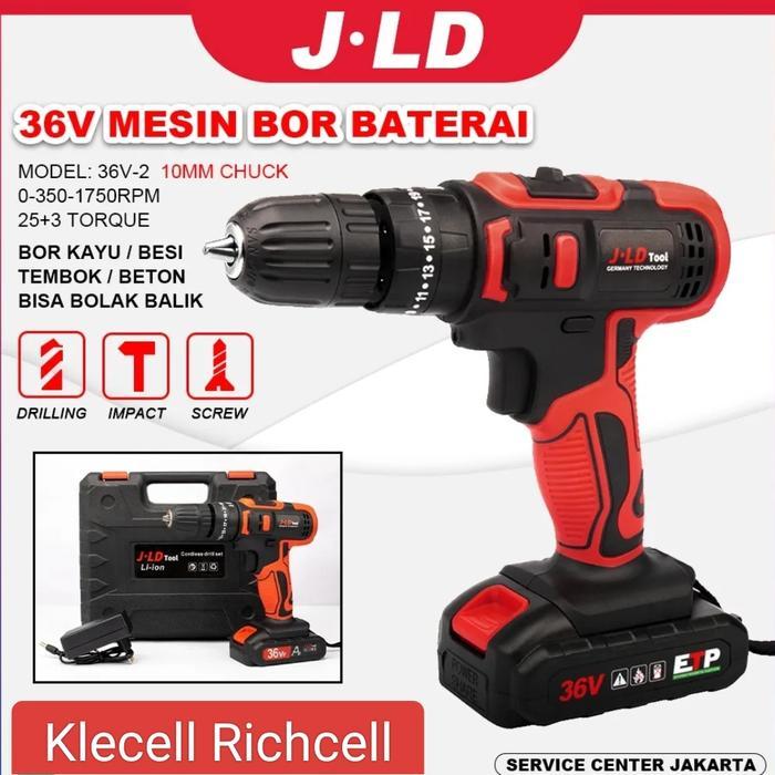 JLD 36vf mesin bor baterai cas 35N.M bor jld 10mm bolak balik 3 mode