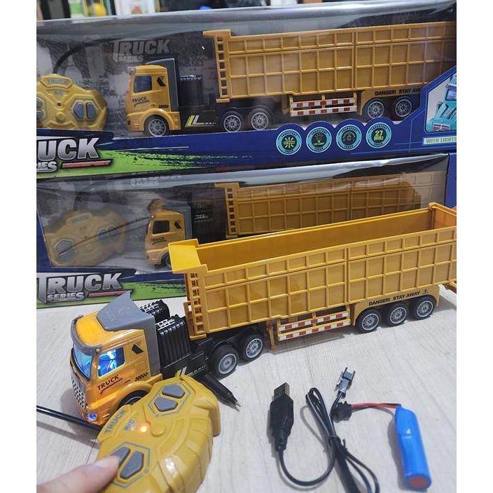 Mainan Rc Container Truck 12Roda Truk Muatan Barang Remote