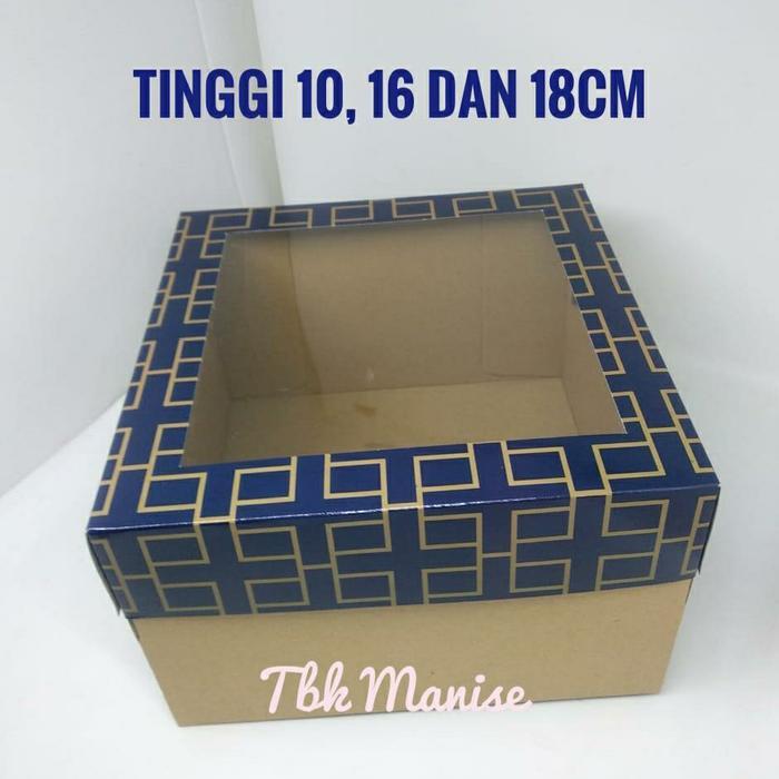 Box Kue Blue Mozaik Mika 25x25cm / Dus Kue / Kotak Kue / Cake Box