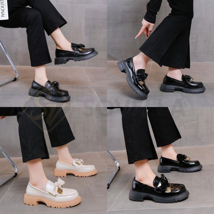 Sovella Rose Sepatu Wanita Loafers Korean Style Karet Shoes