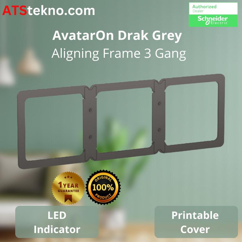 SCHNEIDER AVATAR ON FRAME 3 GANG BRACKET DARK GREY (AVATAR ON)