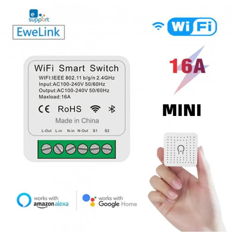 New Ewelink Wifi Smart Switch 16A 2Way Control Smart Home Breaker Wireless Remote Voice Control