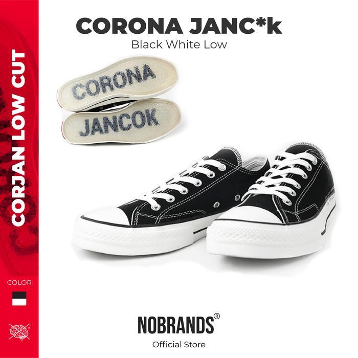 mgx1- Sepatu Nobrands Footwear Tps Low Corona Jancu Black White Hitam Putih 100% Original