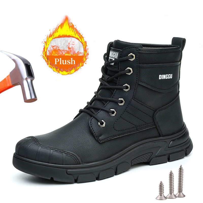 Autumn Winter Work Safety Boots Men Women Steel Toe Work Shoes Black welder Shoes Waterproof Warm