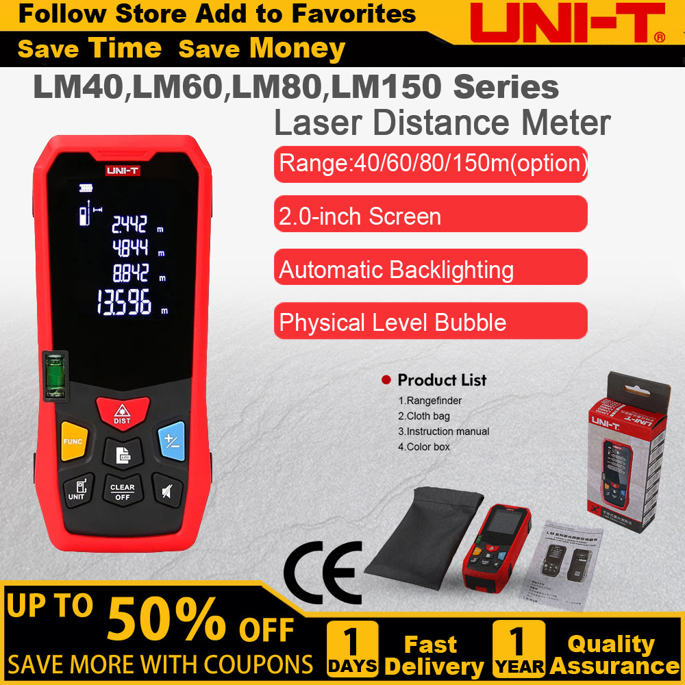 PROMO HARI INI  UNI-T LM40 LM60 LM80 LM150 Laser Distance Meter Laser Rangefinder Digital Range Find