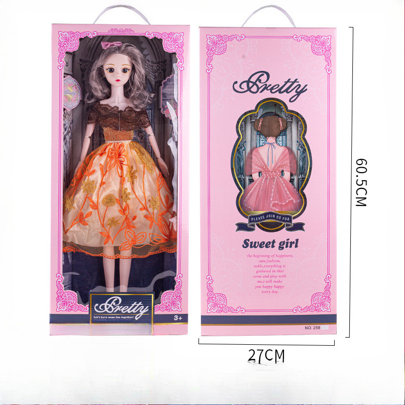 60Cm Bjd Doll Large Dress-Up Doll Girl Thday Gift 1/3 Bjd Doll Full Set 3D Eyes Fashionable Skirt