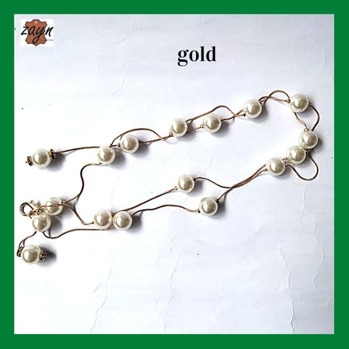 BELT RANTAI MUTIARA GOLD GESPER FASHION WANITA SILVER IKAT PINGGANG GAMIS RANTAI MODEL KAIT