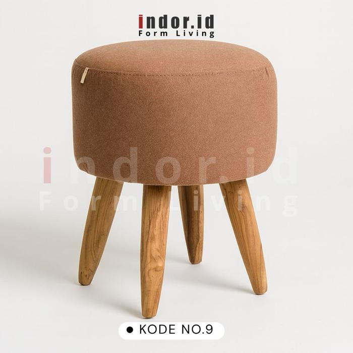 Kursi Stool Sofa Bulat Size 40X45 Bahan Kanvas Busa Kenyal - Sofa Stool Lebih Besar - Sofa Stool