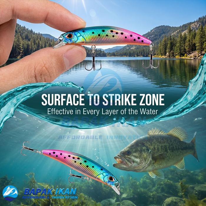6.5cm/5.5g Umpan Lure Minnow Slow Sinking Fishing Bait Set Tackle Lure For Fishing Swim Bait Lure